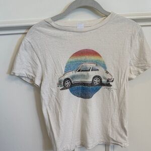 Re/Done Cream Car Graphic T-Shirt